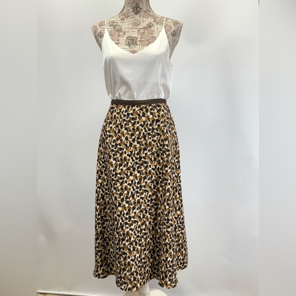 TALBOTS Brown, black & Tan A-Line animal print midi skirt size 16W - Picture 6 of 13